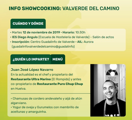 Invitación del socio CFR a participar en Jornadas de Innovación Gastronómica  en Valverde del Camino (Huelva)